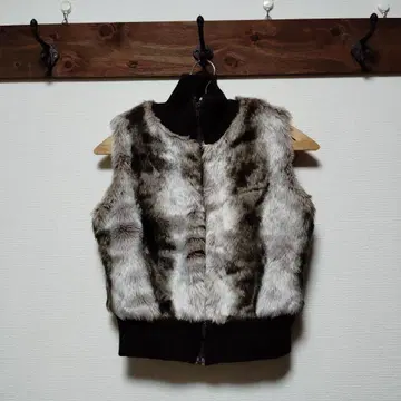 그레이 계열 인조 모피 베스트