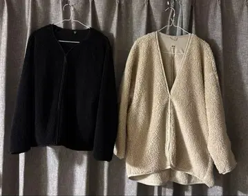 유니클로 플리스 자켓 블랙&베이지 계열 사이즈 여성용 XL