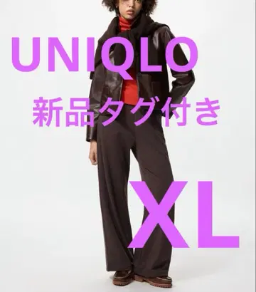 [ 새상품 ] 웜 플리스 스트레이트 팬츠 긴 길이 다크 브라운 XL