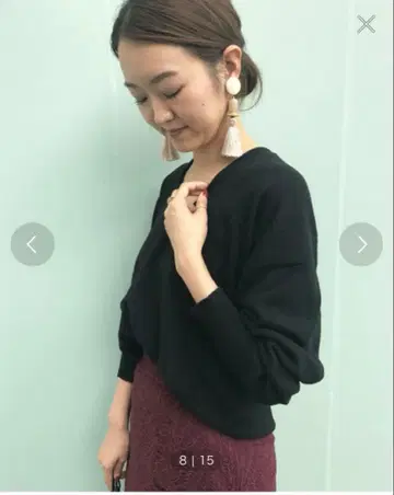 [택 포함 미사용 새상품] DOUDOU 도두 블랙 V넥 긴팔 니트