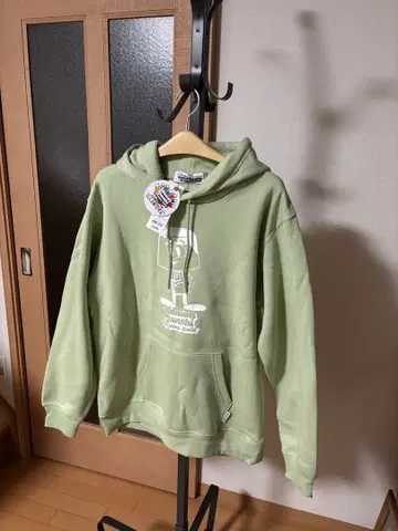 새상품 GU 나니와단시 긴팔 후드티 라이트 그린 L 사이즈