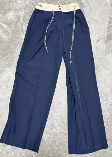 DAZY 네이비 와이드 팬츠 아이보리 허리 밴딩