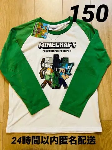 마인크래프트 긴팔 롱T 150cm 화이트/그린 [택 포함 새상품]