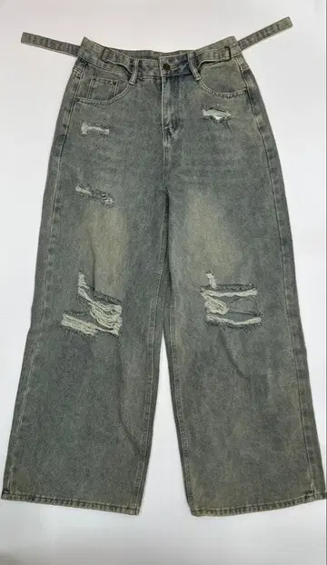 워시드 데미지 와이드 레그 청바지 미개봉 새상품