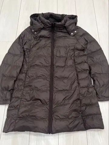 새상품급 브라운 후드 부착 경량 여성용 다운 코트