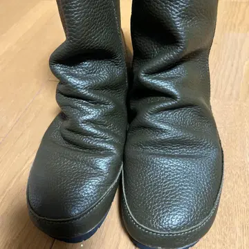 [일본제] koos풍 가죽 부츠 23-23.5cm 주름 가죽 브라운 카키