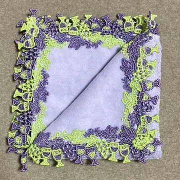 치카자와 레이스 손수건 와인 라벤더