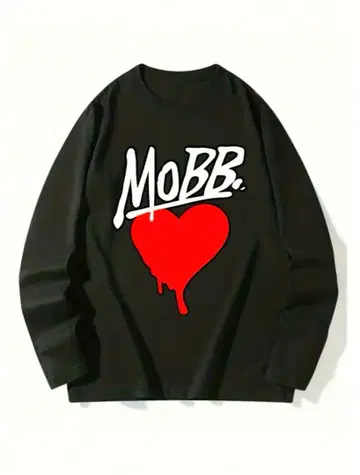 MOBB 로고와 하트 디자인 롱 T