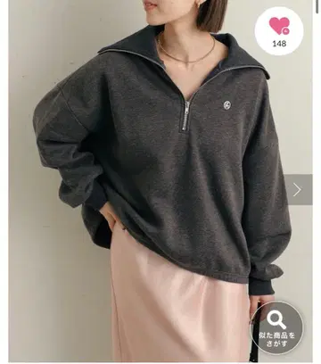 Omekashi 오메카시 자수 하프 지퍼 맨투맨