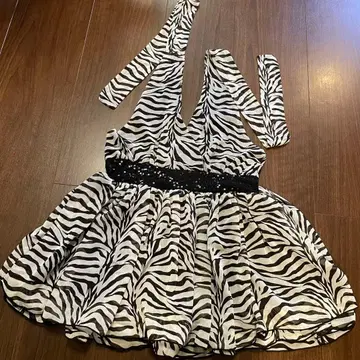 Y2K 제브라 패턴 홀터넥 헤이세이 갸루 튜닉