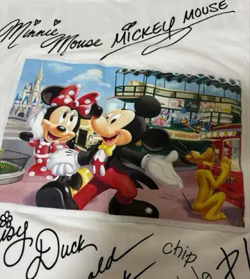 도쿄 디즈니 리조트 미키 미니 캐릭터 사인 포함 T셔츠 L