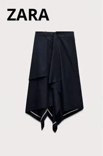 [ 새상품급 ] ZARA 비대칭 랩스커트 네이비