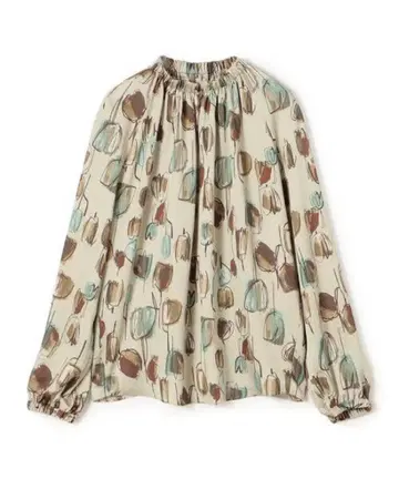 TOMORROWLAND 2024AW 플라워 프린트 개더 넥 블라우스