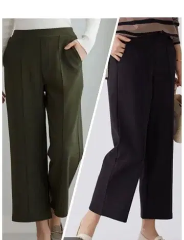 BELLUNA 속기모 조젯 소재 와이드 팬츠 L 블랙 카키 2세트