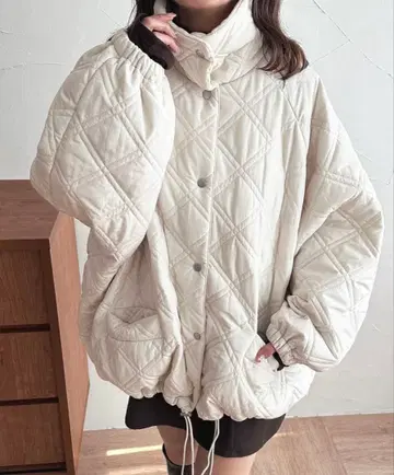 apres jour 퀼팅 블루종 아이보리 사이즈 F