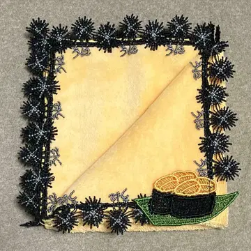 치카자와 레이스 손수건 성게 오렌지