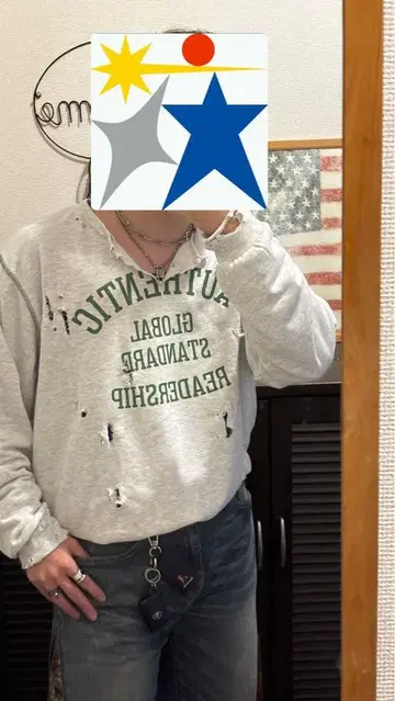 [ 한정 1점 ] 데미지 맨투맨 츠네타 다이키 패션 구제 의류 리메이크