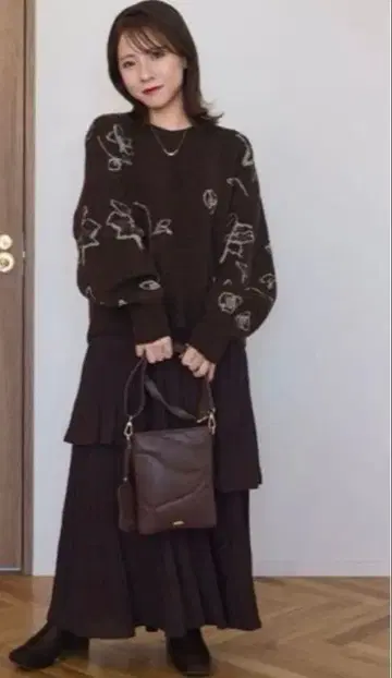 tal. by yumi 시마무라 꽃무늬 자카드 니트 풀오버 L