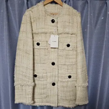 CLANE 노카라 트위드 자켓 WHITE 사이즈 1