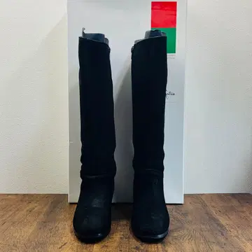 새상품급 긴자 카네마츠 롱 부츠 블랙 스웨이드 23.5