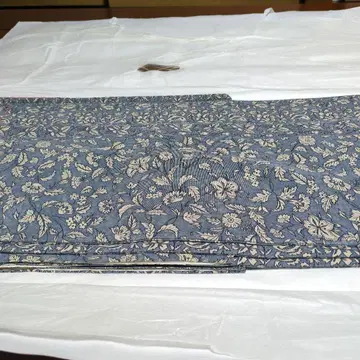 순수 실크 파란색 꽃무늬 코몬 기모노 중고