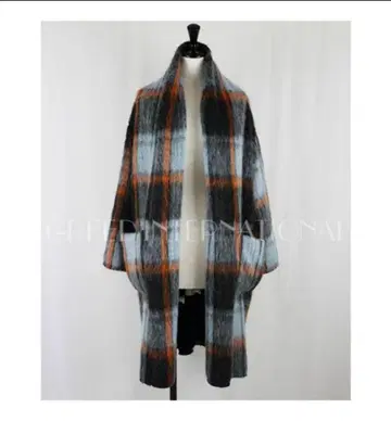 GREED International 모헤어 체크 가운 코트 S