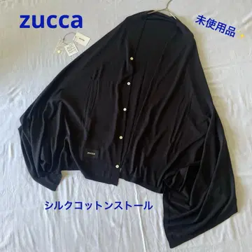 [ 새상품 ] zucca 주카 2way 대형 실크 코튼 스톨 블랙 컬러