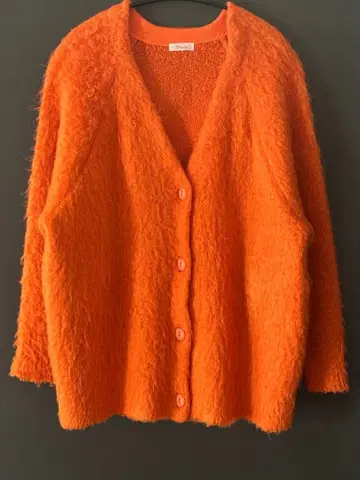 Freada 프리다 오렌지 샤기 가디건 프리 사이즈