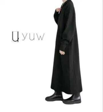 yuw 스키퍼 폴로 니트 원피스 블랙