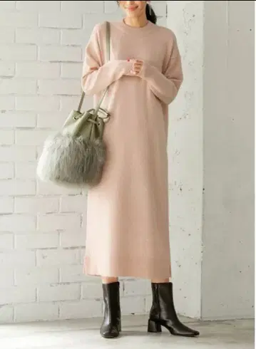 [스타일 델리] 핑크 니트 원피스 (피치 핑크색)