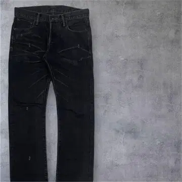 빈티지 블랙 스키니 데님 데미지 가공