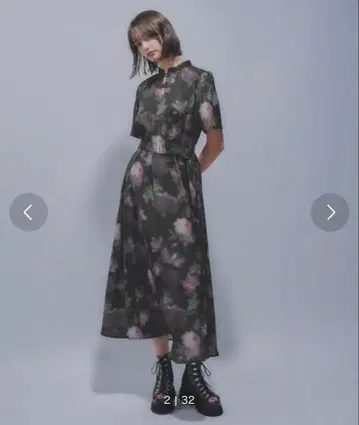 Blurry 플라워 원피스 패턴 차이나 원피스