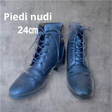 [ 새상품급 ] 피에디 누디 숏부츠 레이스업 사이드 지퍼 24cm