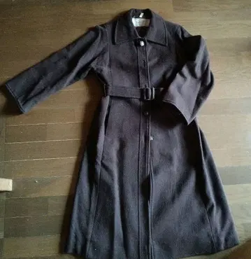 다크 브라운 벨트 롱 코트