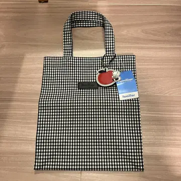 패밀리아 토트백 화이트 x 블랙 체크