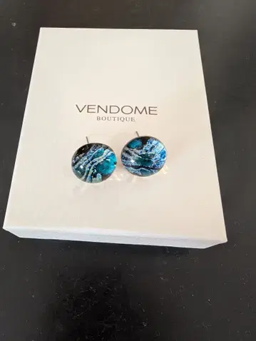 VENDOME 블루 계열 원형 귀걸이