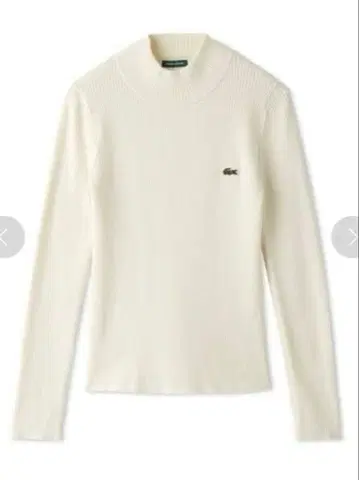 SNIDEL x LACOSTE 하이넥 리브 니트 풀오버 화이트