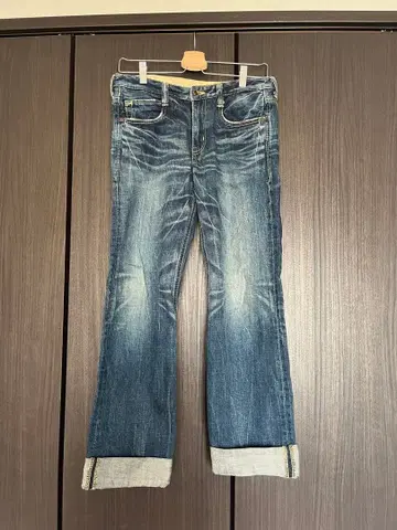 BRAPPERS 블루 데님 스트레이트 레그 롤업