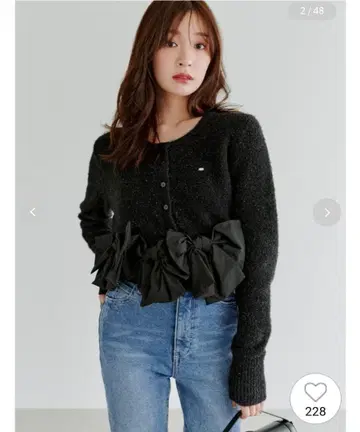 SNIDEL 리본 모티브 가디건