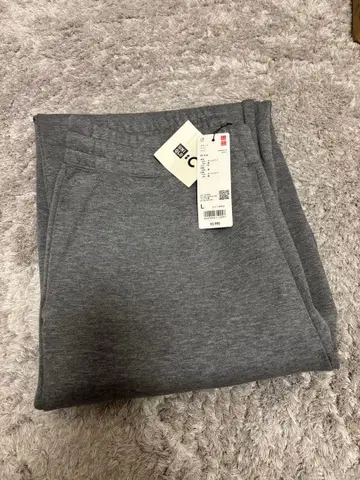 유니클로 C 맨투맨 와이드 팬츠 L 사이즈 05 그레이