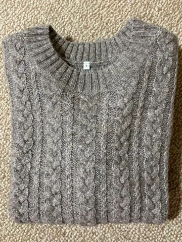 무인양품 야크 함유 울 케이블 스웨터 L