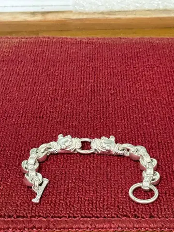 사자 불독 체인 팔찌 스털링 925 각인 있음