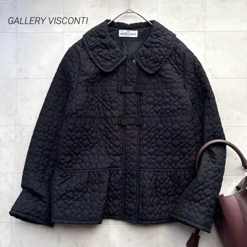 갤러리 비스콘티 새상품급 퀼팅 자켓 블랙 리본 M