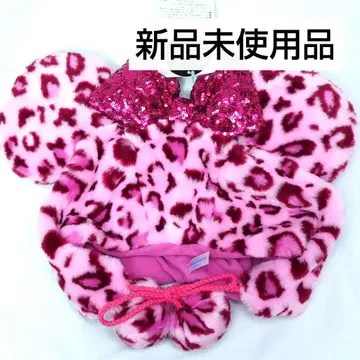 미니 마우스 미니 레오파드 무늬 폼폼 포함 팬캡 핑크