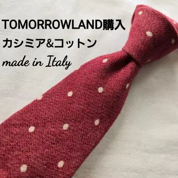 새상품급 TOMORROWLAND 레드 도트 무늬 넥타이 캐시미어 혼방