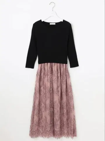 [ 세탁 가능 ] anysis 레이스 스커트 도킹 원피스