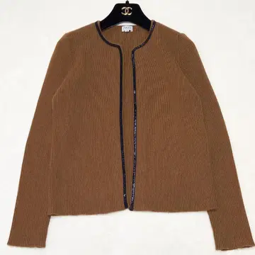 새상품급 폭시 캐시미어 100% 가디건 스팽글 브라운 38