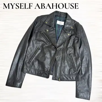 [마이셀프어바하우스] 가죽 라이더 자켓 블랙 체크 양가죽