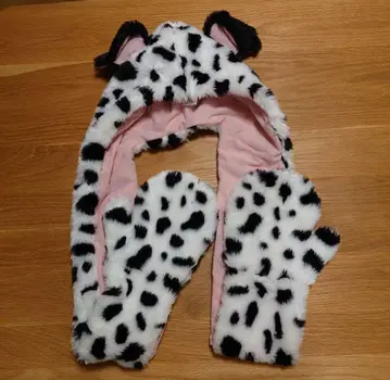 101마리 강아지 팬캡 후드 부착 머플러 장갑