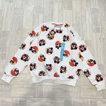 새상품 90s Disney 도트 올 패턴 미키마우스 맨투맨 트레이닝복